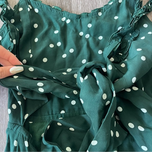 Faithfull the Brand Green Polka Dot Midi Dress Tie Back - Picture 8 of 9